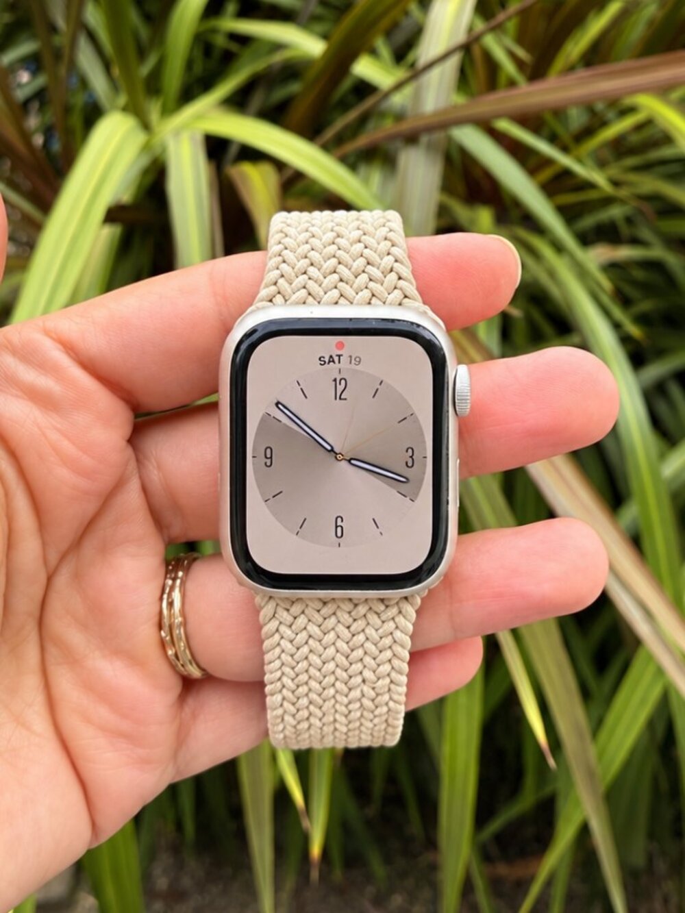 Apple Watch Series 9 41mm GPS Starlight + Apple Braided Solo Loop | 100% Battery